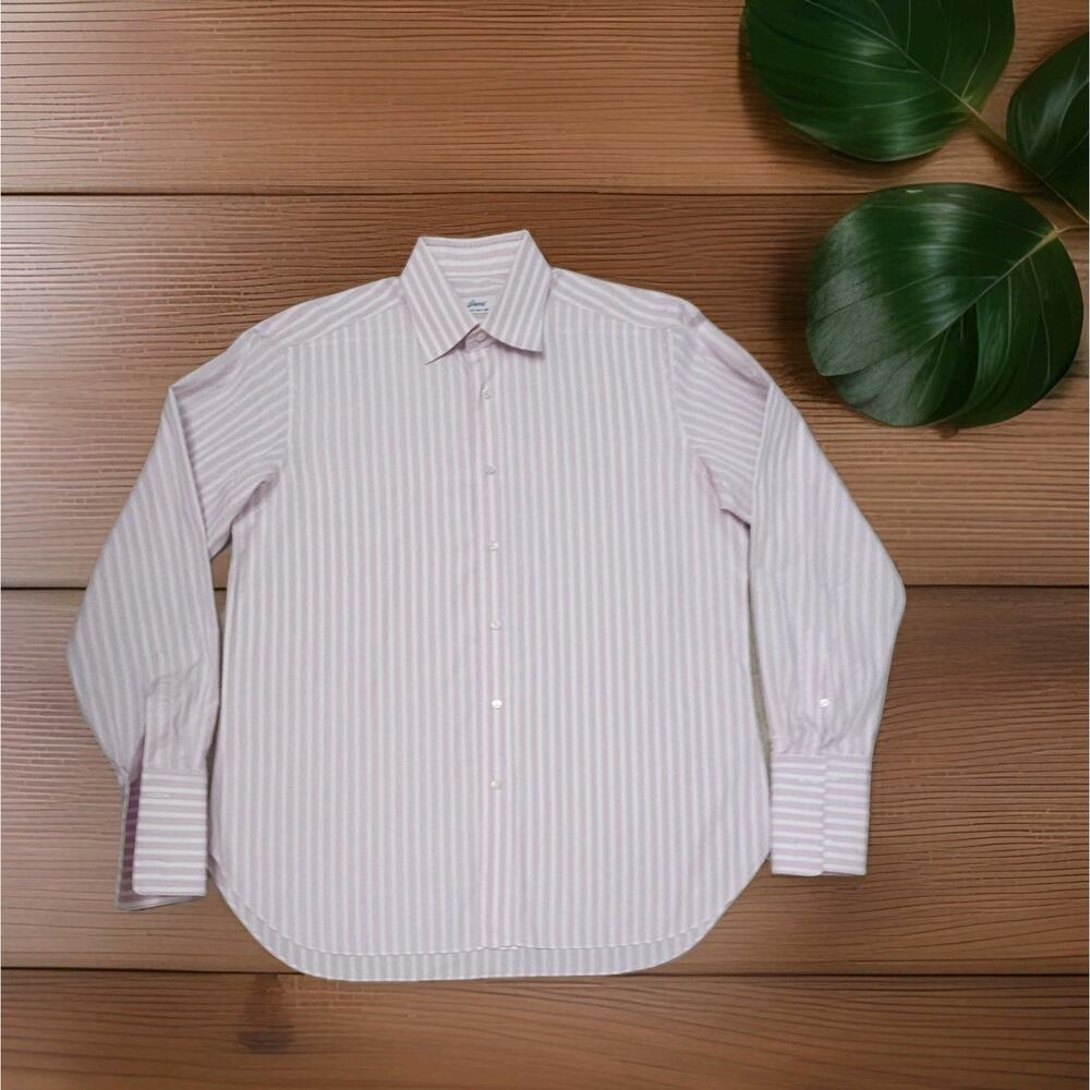 BRIONI Striped Pink  Dress Shirt Italy Barneys French Cuffs 41/16 NOWT